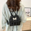 Fashion PU Women's Backpack High-capacity Butterfly Mini Backpack Solid Color School Backpack Women. 
