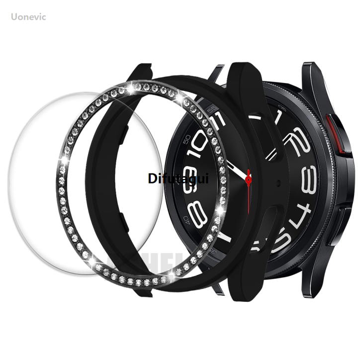 Difutagui%20Profesional%20Surprise%20Party%203pcs%20For%20samsung%20galaxy%20watch%206%20classic%2043mm%2047mm%20New%20style%20bling%20bezel%20loop%20+%20Tempered%20Glass%20screen%20protector%20+%20PC%20case%20watch%206classic%20-%20Image%202