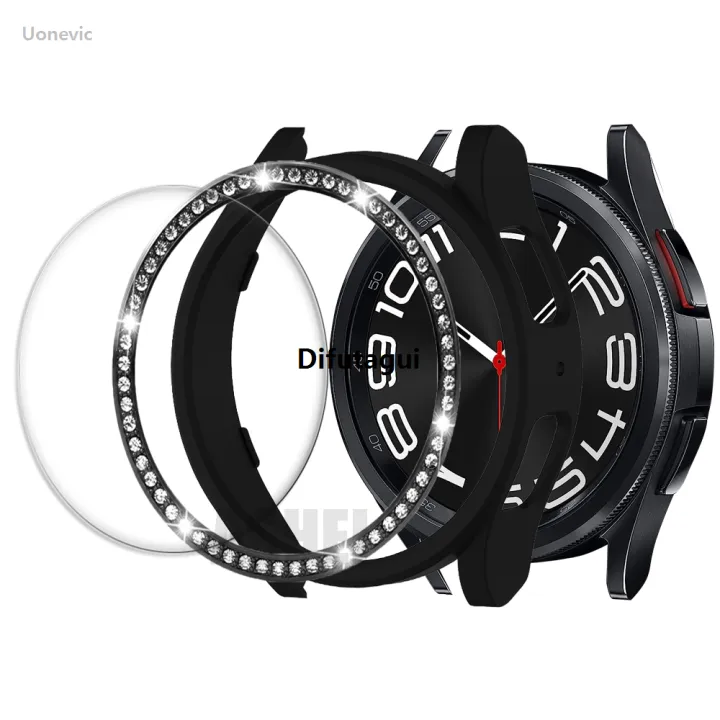 Difutagui%20Profesional%20Surprise%20Party%203pcs%20For%20samsung%20galaxy%20watch%206%20classic%2043mm%2047mm%20New%20style%20bling%20bezel%20loop%20+%20Tempered%20Glass%20screen%20protector%20+%20PC%20case%20watch%206classic%20-%20Image%202