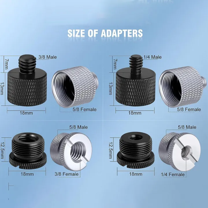 8%20Pack%20Mic%20Stand%20Adapter%20Mic%20Boom%20Stand%20Adapter%20Set%20Kit%205/8%20Female%20to%203/8%20Male,%203/8%20Female%20to%205/8%20Male,%20for%20Microphone%20Stand%20Boom%20Arm%20Camera%20Tripod%20-%20Image%202