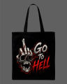 Skull Middle Finger "Go To Hell" Printed Tote Bag– Black & White. 