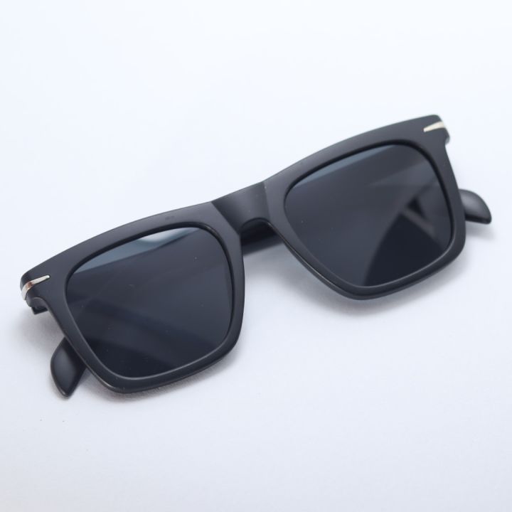 DV Matt Black Square Sunglasses For Men
