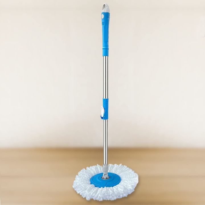 Stainless Steel Pole Spin Mop Extendable Handle 360 Degree Rotating Floor Cleaning Mop- Blue