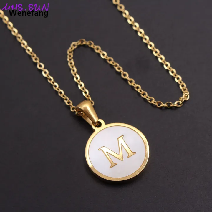 Wenefang%20MHS.SUN%20Fashion%2026%20Letters%20Pendant%20Necklace%20Women%20Girls%20A-Z%20Alphabet%20Stainless%20Steel%20Chain%20Shell%20Jewelry%20Simple%20Design%201Pcs%20-%20Image%206