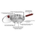 Hawkins Stainless Steel Tri-Ply Frying Pan With Glass Lid And Induction Base 24 cm. 