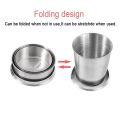 New Stainless Steel With Keychain Folding Coffee Handcup Collapsible Cup Telescopic Mug. 