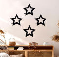 Star Shelf Wooden Beautiful Aesthetic Design Wall Decor Art and Shelf Rack In Black Pack Of 4 Pc. 