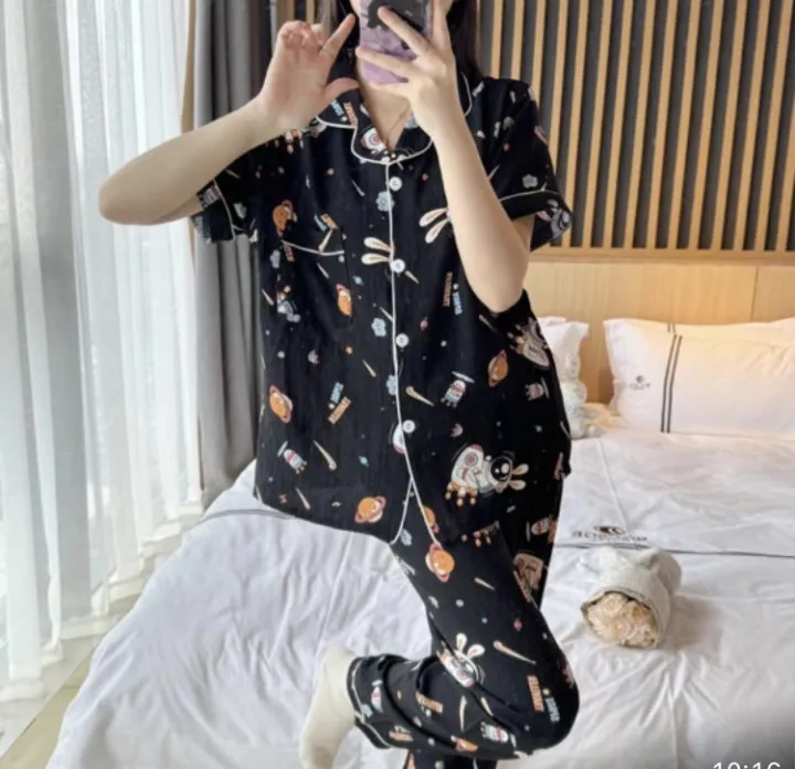 Printed%202Pcs%20Short%20Sleeve%20Pajama%20Set%20For%20Womens%20Summer%20Casual%20Silk%20Satin%20Button%20Sleepwear%20Ladies%20-%20Image%208