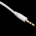 Cable splitter of white earphones 3.5 mm audio. 