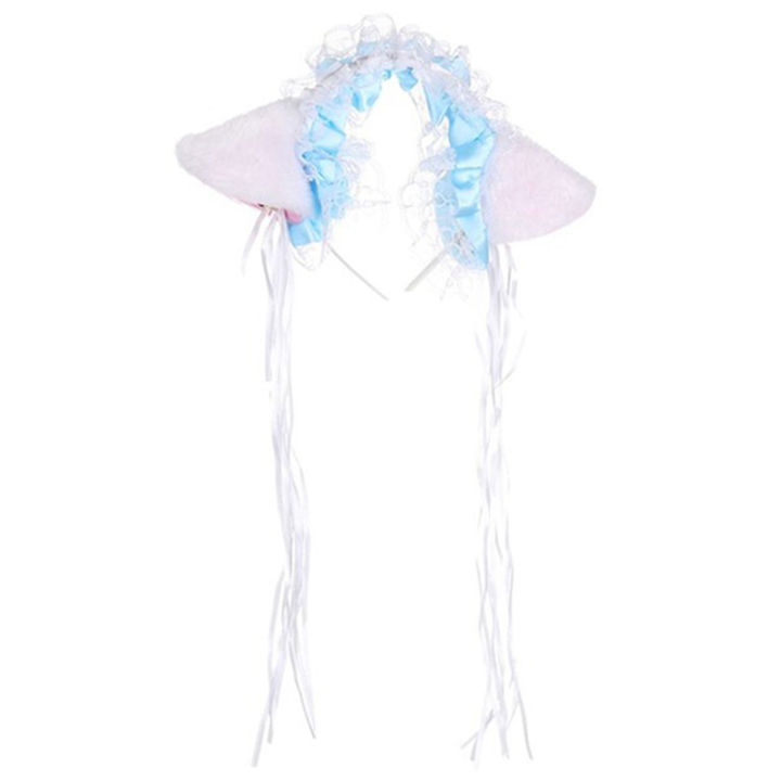Maid%20Women%20Ruffles%20Lace%20Headband%20Plush%20Cat%20Ears%20Ribbon%20Bell%20Hair%20Hoop%20Cosplay%20CF8%20-%20Image%203