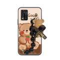 silicone Dirt-resistant Phone Case For ZTE Libero 5G ii/A103ZT Anti-knock Bear bracelet cute Black pearl pendant Cartoon. 