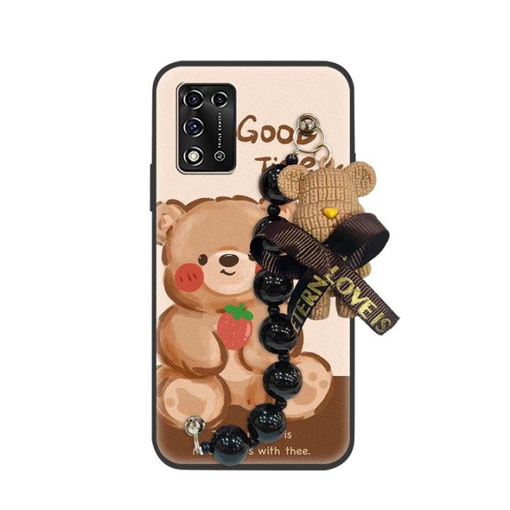 silicone%20Dirt-resistant%20Phone%20Case%20For%20ZTE%20Libero%205G%20ii/A103ZT%20Anti-knock%20Bear%20bracelet%20cute%20Black%20pearl%20pendant%20Cartoon%20-%20Image%205