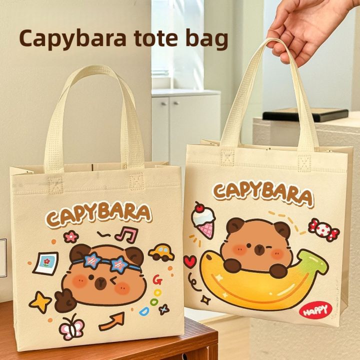 New%20Non-woven%20Capybara%20Tote%20Bag%20Reuse%20Shopping%20HandBag%20Cartoon%20Capybara%20Birthday%20Gift%20Bag%20Portable%20Capybara%20Print%20Canvas%20Bag%20-%20Image%205