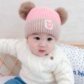Baby Cold Cap Male And Female Baby Children's Warm Hat Autumn And Winter Dome Double Hairball Plush Kids Caps. 