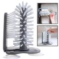 Water Bottle And Glass Cup Cleaning Bristle Brush with Suction Base for Beer Cup, Long Leg Cup, Red Wine Glass and More. 