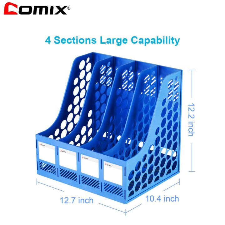 Comix%20Magazine%20File%20Holder%20Sturdy%20Plastic%20Desk%20Organizers%20and%20Storage%20File%204%20Compartments%201%20Pcs%20Pack%20-%20Image%202