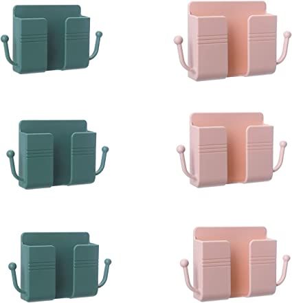 Wall Mount Phone Holder Remote Control, Self-Adhesive Wall Beside Organizer Storage Box, Bracket for Mobile Phone Plug Charging Holder Rack Home Multifunction Stand