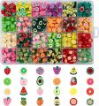 Polymer Clay 10Pcs Random Fruit Beads For Jewelry Making- 10Mm. 