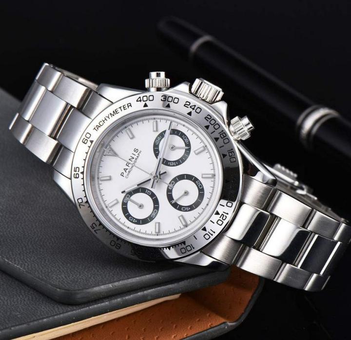 PARNIS%2040Mm%20Daytona%20Chronograph%20Silver%20Bezel%20White%20Dial%20Men%E2%80%99S%20Watch%20-%20Image%203
