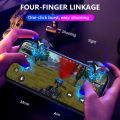 1/2pcs RGB/Mechanical 4 Finger Mobile Gaming Trigger for PUBG Mobile Game Joystick Trigger Pulse Key Button for Mobiles Phones. 