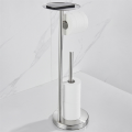 Freestanding Toilet Roll Holders Stainless Steel Anti-Rust Standing Toilet Paper Stand with Heavy, Easy to Use Brushed Silver. 