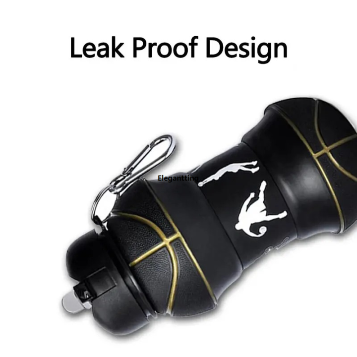 Kettle Sports Style Outdoor Sports Folding Silicone Water Bottle Cup Basketball Leakproof Portable