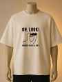 Oh, Look! Funny Duck Printed Red T-Shirt_Maroon, Cream, White. 