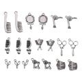 60pcs Durable Alloy Hairdresser Charms Mixed Styles Barber Shop Tool Mixed Styles Hairstylist Charms Sliver Jewelry Findings for Jewelry Making. 