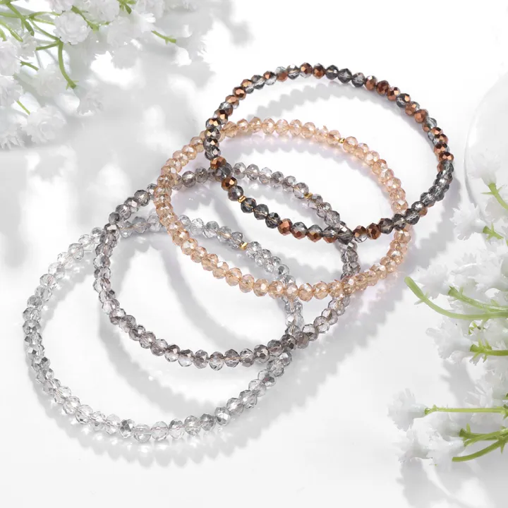 Dili%20Crystal%20Glass%20Women's%20Natural%20Stone%20Ao%20Crystal%20Beads%20Bracelet%204pcs/set%20Gold%20Elastic%20Bracelet%20Set%20Jewelry%20-%20Image%205