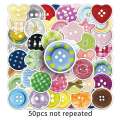 50 Colorful Button Creative Personalized Fresh Decoration for Phones, Notebooks, and Laptops Goo Card Stickers. 