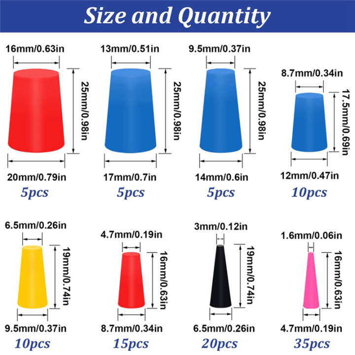 105%20PCS%20Silicone%20Rubber%20Tapered%20Plug%20Assortment%20Kits%201/16Inch%20to%205/8Inch%20As%20Shown%20for%20Masking%20Off%20Holes%20During%20Powder%20Coating%20-%20Image%202
