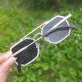 Sliver Octagon Frame Sunglasses For Men. 