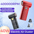 Electric Air Duster 130000RPM High- 6-Gear Speed Portable Dust Blower with LED Light Safety Hammer Mini Turbo Fan. 