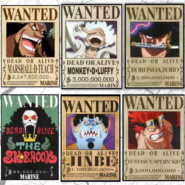 New%20Updated%20wanted%20One%20Piece%20Anime%20Bounty%20Poster%206pc%20Set,%20Anime%20Poster%20-%20Image%206