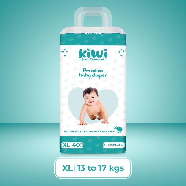 Kiwi New Zealand Premium Baby Diaper Pant Xl (Pack Of 40)