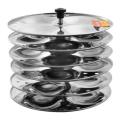 6 Tier Big Idli Size The Indian Steel Idli Maker Steamer Stand, Pan Cake, Dhokla and Patra Plates Sancha Pot for Pressure Cooker (6 Tier) Stainless Steel 6 Plate Idli Stand for 5 Litre Pressure Cooker, Idli Pots, Momos Steamer (Makes 24 idlis) | Steamer. 
