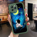 Hontinga for iPhone 15 14 13 12 11 Pro Max 6 6S 7 8 Plus X XR XS Max SE 2020 2022 Back Cover PU Leather Moon Astronaut Print Soft Silicone Edge Phone Case. 