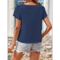 Linen Tops for Women Casual Collared Business Blouses Tops Puff Sleeve Crop Shirts Loose Summer Work Clothes. 