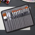 18Pcs/Set Acrylic Paint Brush with Storage Bag DIY Wooden Handle Nylon Hair Watercolor Drawing Brushes Pen Set for Classroom. 