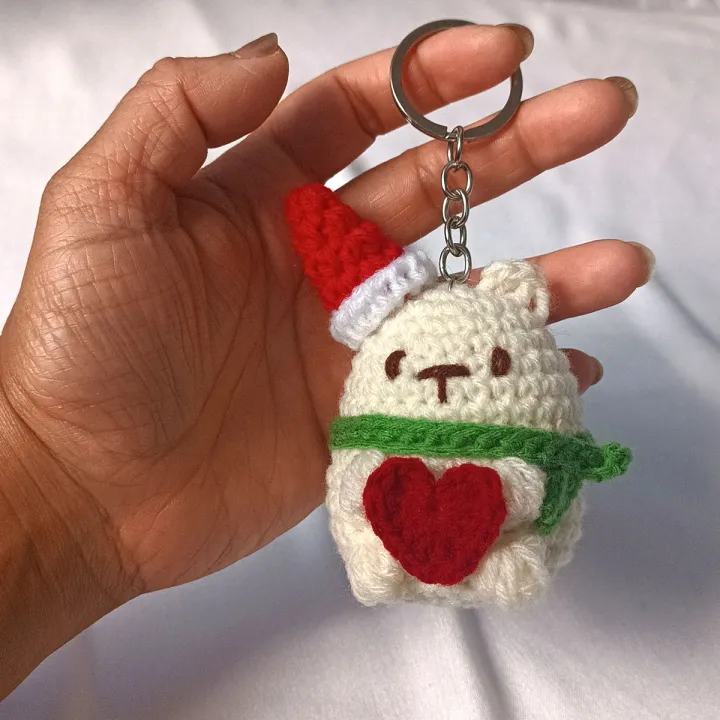 Crochet%20Mini%20Bear%20with%20Red%20Hat%20&%20Red%20Heart%20For%20Valentines%20Day%20Keychain/%20Keyring%20For%20Everyone%20-%20Image%203