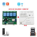 Tuya Smart Wifi Motor Switch Module RF 433 Radio Remote Control 4CH Inching Relay for Alexa Home, 4CH AC/DC 7-32V. 