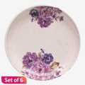 Purple Milda Plastic  Dining Plate Flower  Printed 11Inch Set of 6. 