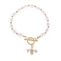 Enacolor Delicate Luxury Zircon Golden Metal Bee Shaped Pearl Bracelet for Women Chain Accessories 2024. 