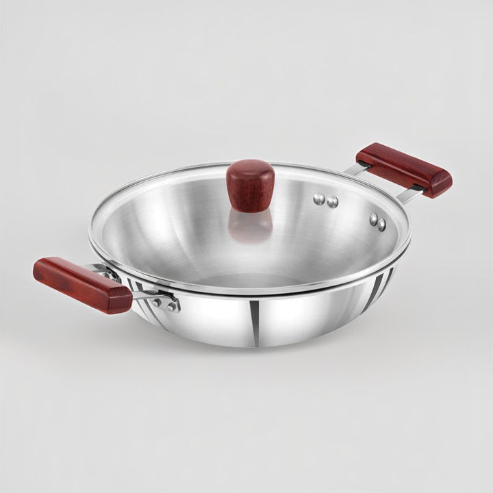 Hawkins Stainless Steel Tri-Ply Deep Fry Pan With Glass Lid And