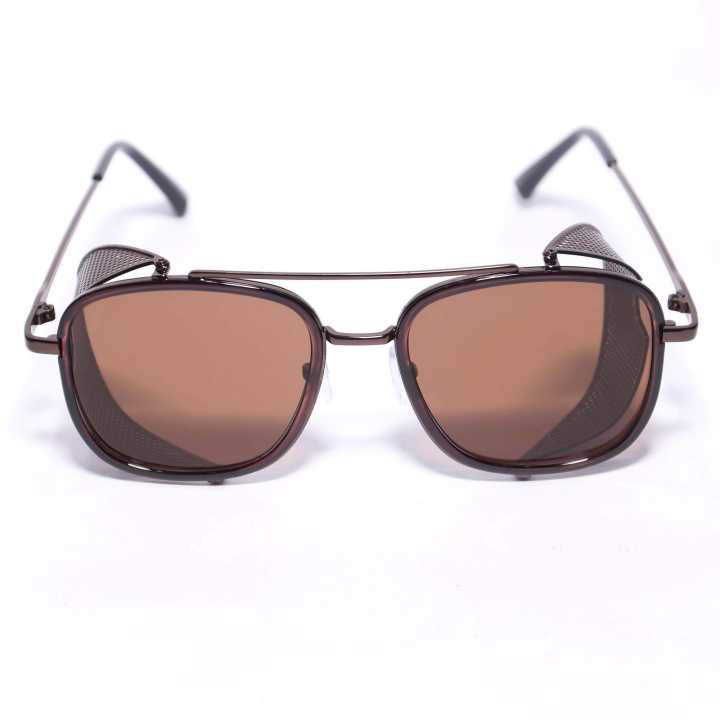 Brown Frame Brown Lens Round Sunglasses For Men