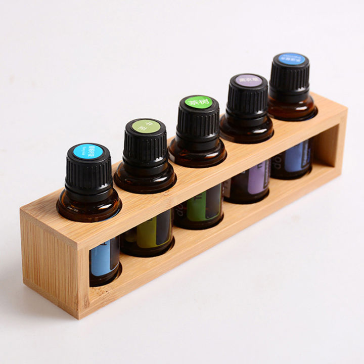 1PC 5 Holes Essential Oil Bamboo Display Stand Essential Oil Storage ...