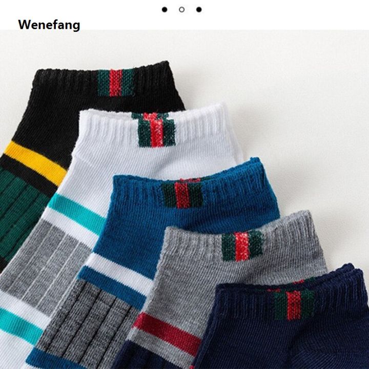 Wenefang%205%20Pairs%20Of%20Mens%20Casual%20Boat%20Socks%20Simple%20Sweat%20Absorbing%20Portable%20Breathable%20Vertical%20Bar%20Parallel%20Bars%20Ovement%20Tube%20Socks%20-%20Image%205
