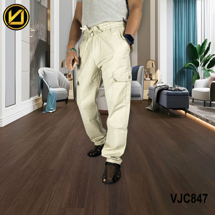VIRJEANS%20(VJC847)%20Cargo%20Box%20Trouser%20For%20Men-%20Light%20Cream%20-%20Image%204
