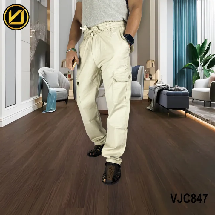 VIRJEANS%20(VJC847)%20Cargo%20Box%20Trouser%20For%20Men-%20Light%20Cream%20-%20Image%204
