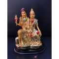 Golden Ceramic-Shiva Parwati Statue- 18 CM Tall-Goddess Sculpture-God-Statue. 